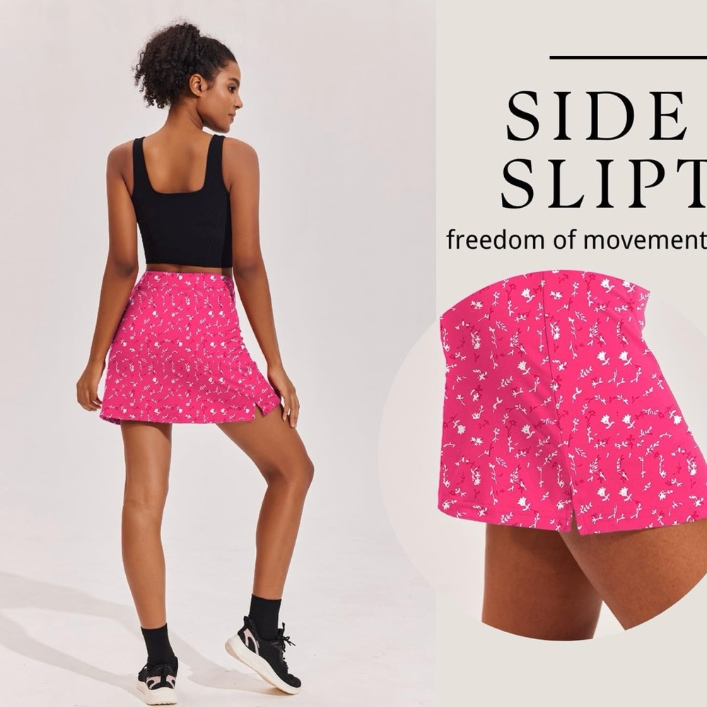 Pink Athletic Skort with Side Slit